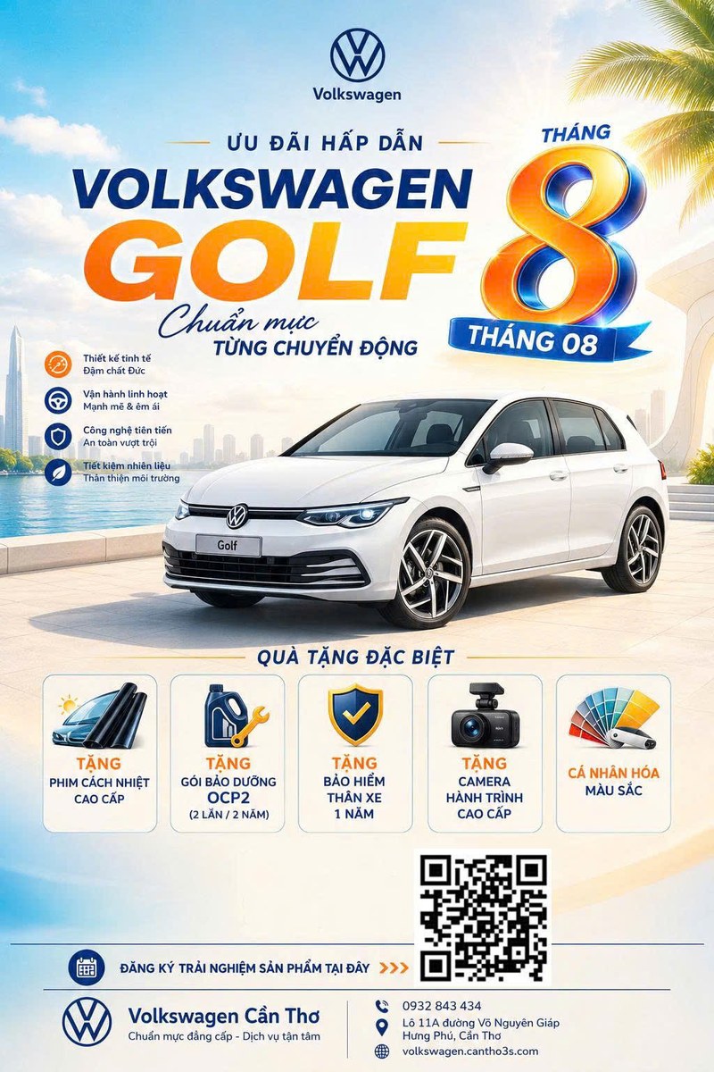Poster uu dai Volkswagen Golf thang 8/2026 tai Volkswagen Can Tho